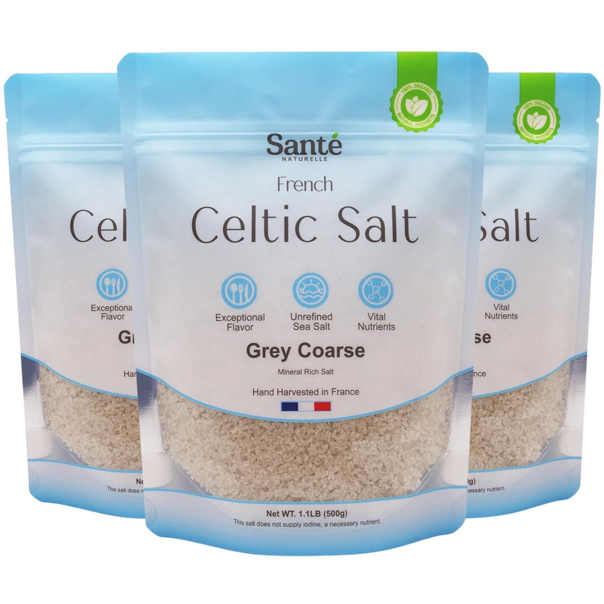 Coarse Celtic Sea Salt Organic Unrefined French Salt Pack of 3 - 1.1Lb