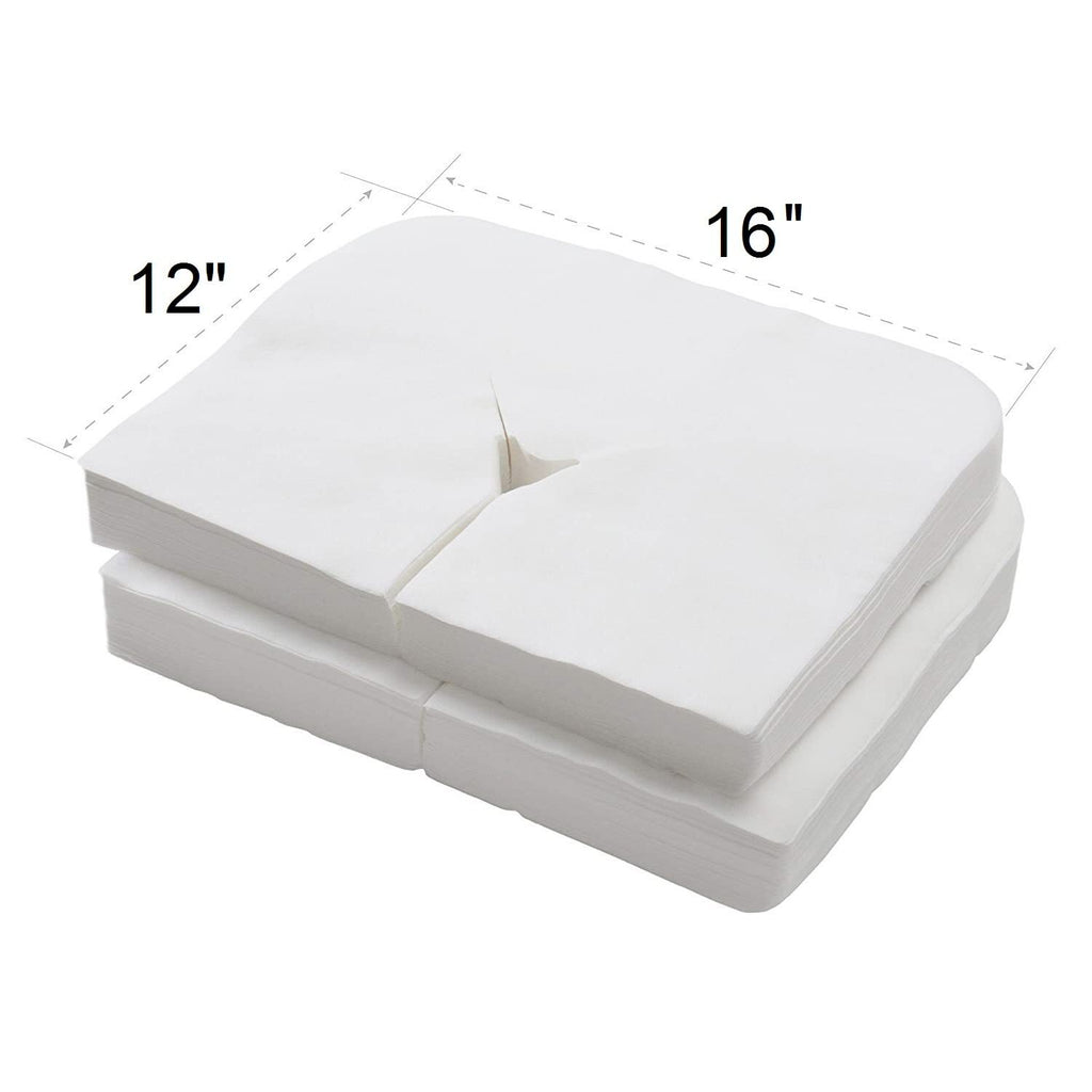 Disposable Massage Headrest Covers 16x12in - Hypoallergenic, Absorbent, Spa Face Cradle