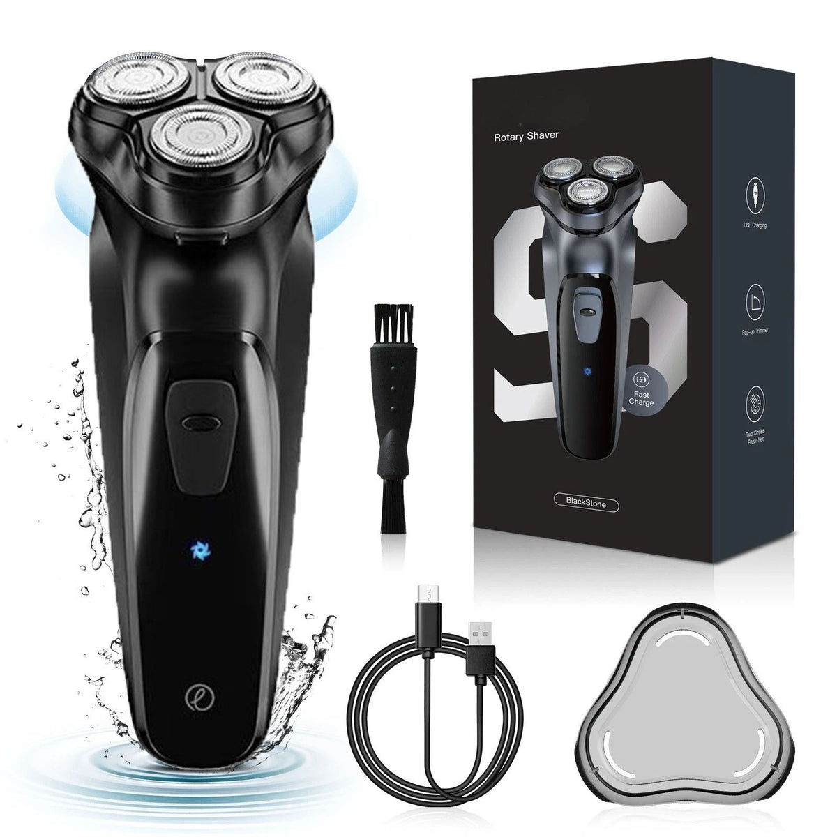 Men's Rechargeable Waterproof Electric Shaver with Trimmer for Face & Beard