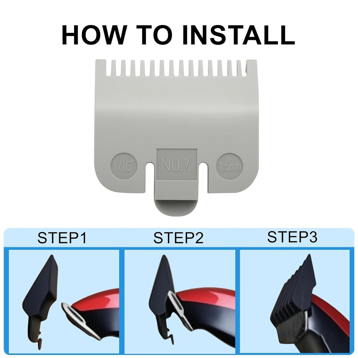 Hair Clipper Guard 1/16 Inch (1.5mm) Replacement Comb Set - 2 Pack