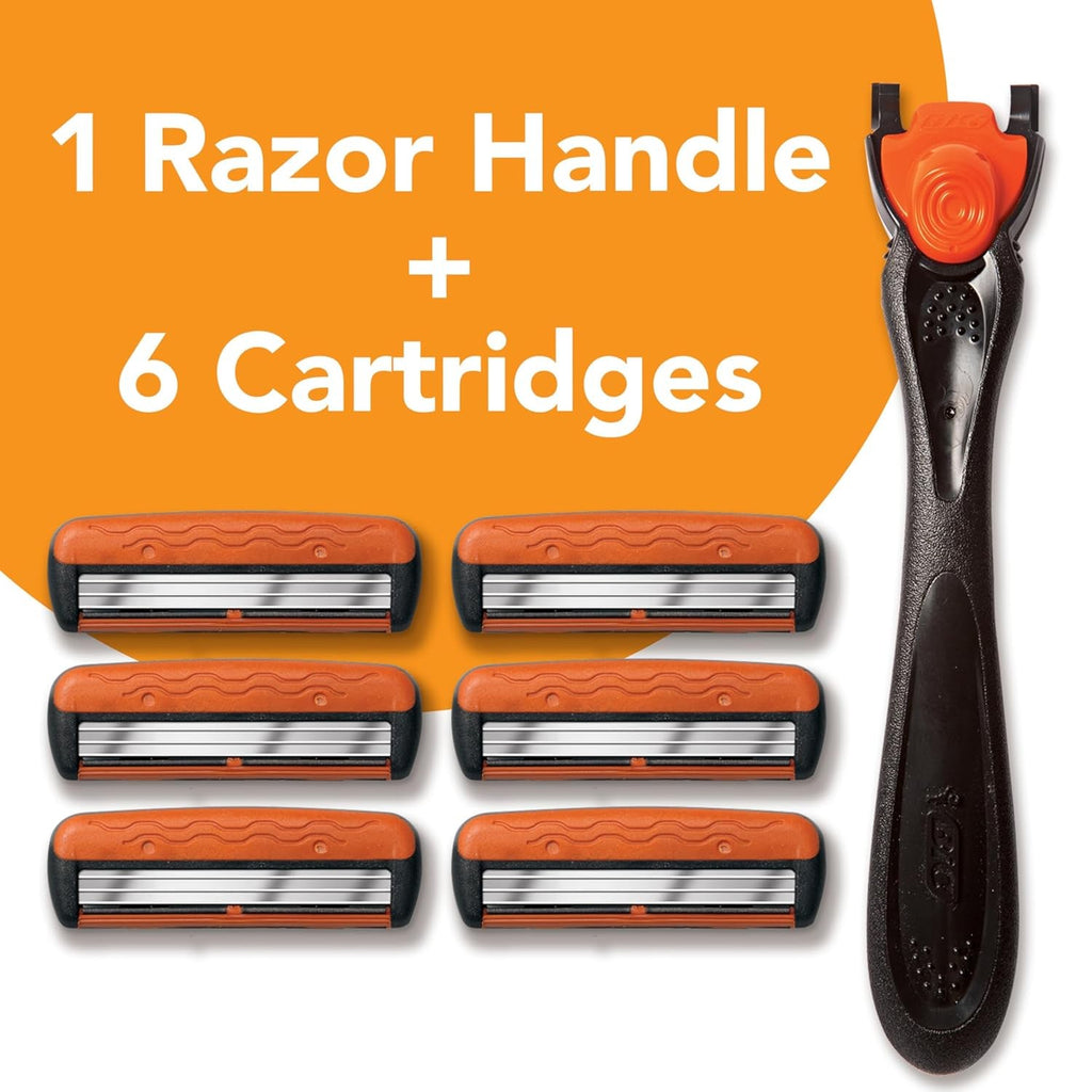 Men's Refillable 3-Blade Disposable Razor for Sensitive Skin - Pack of 6