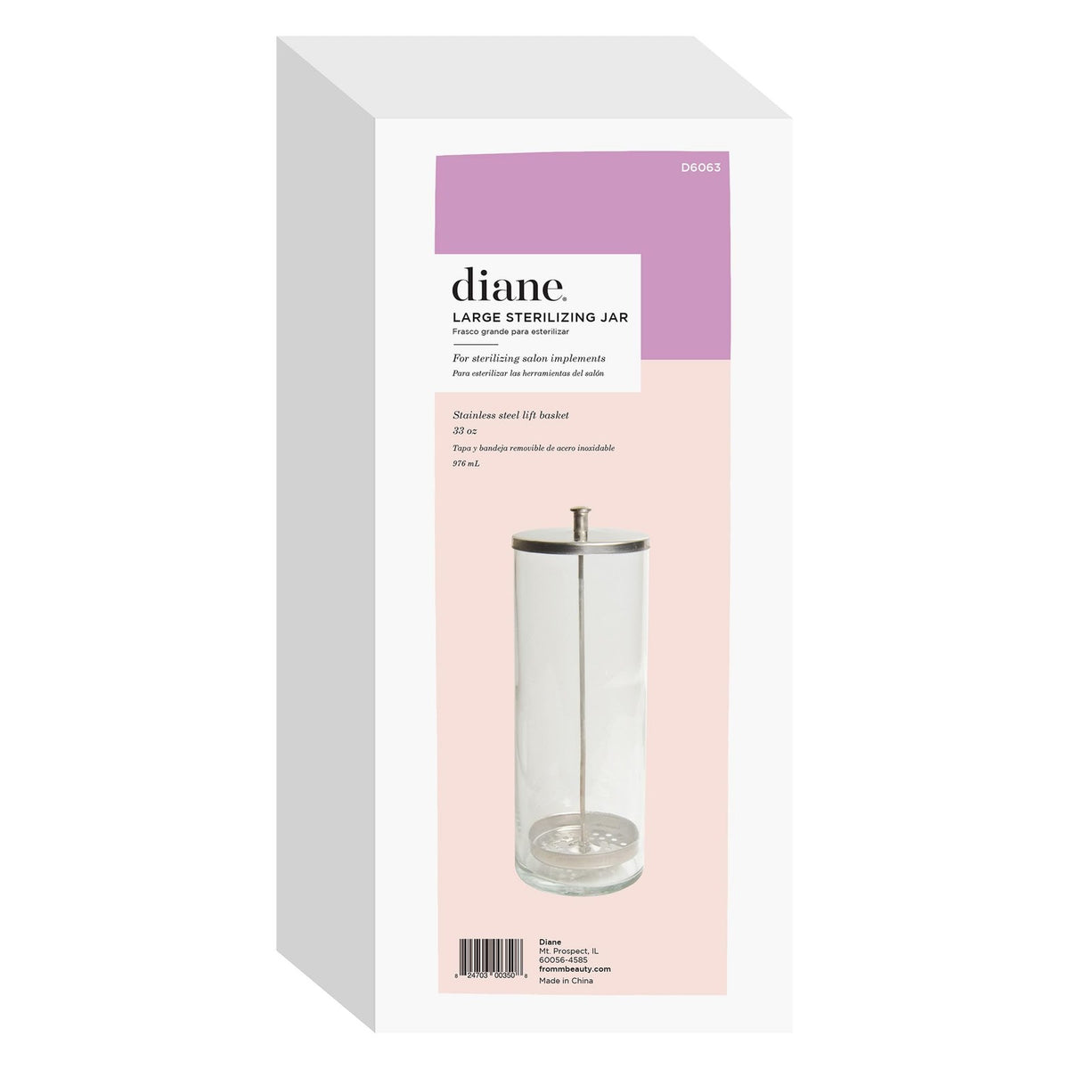 Glass Disinfectant Jar for Salon Sterilizing, 32 Ounces