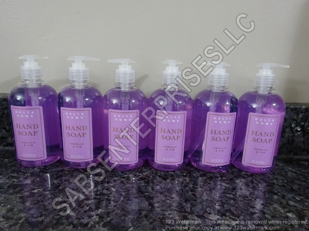 Set of 6 Vanilla & Fig Liquid Hand Soaps with Pump Bottles - 16 fl oz