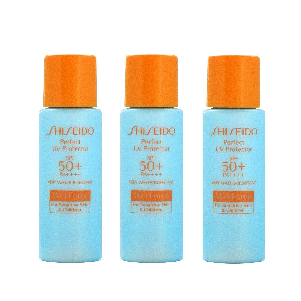 Shiseido SPF 50+ Wetforce Sensitive Skin & Kids UV Protector 7ML x 3