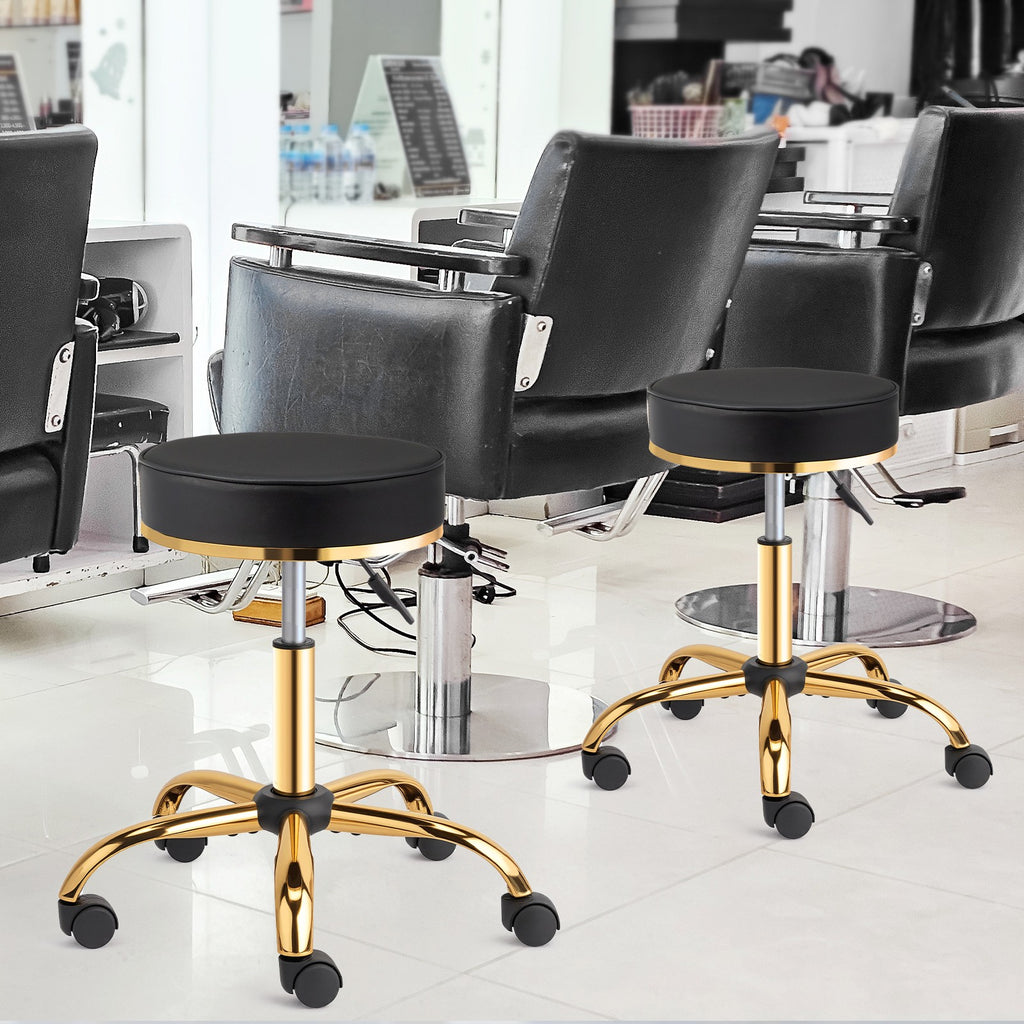 Adjustable Hydraulic Rolling Stool with 5 Wheels for Salon and Office Use
