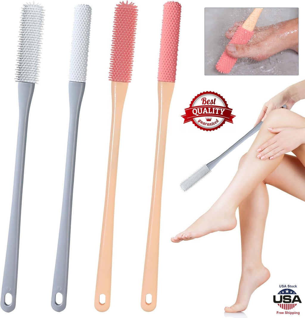 Toe Gap Cleaning Brush Set Long Handle Silicone Soft Rubber Deep Cleansing
