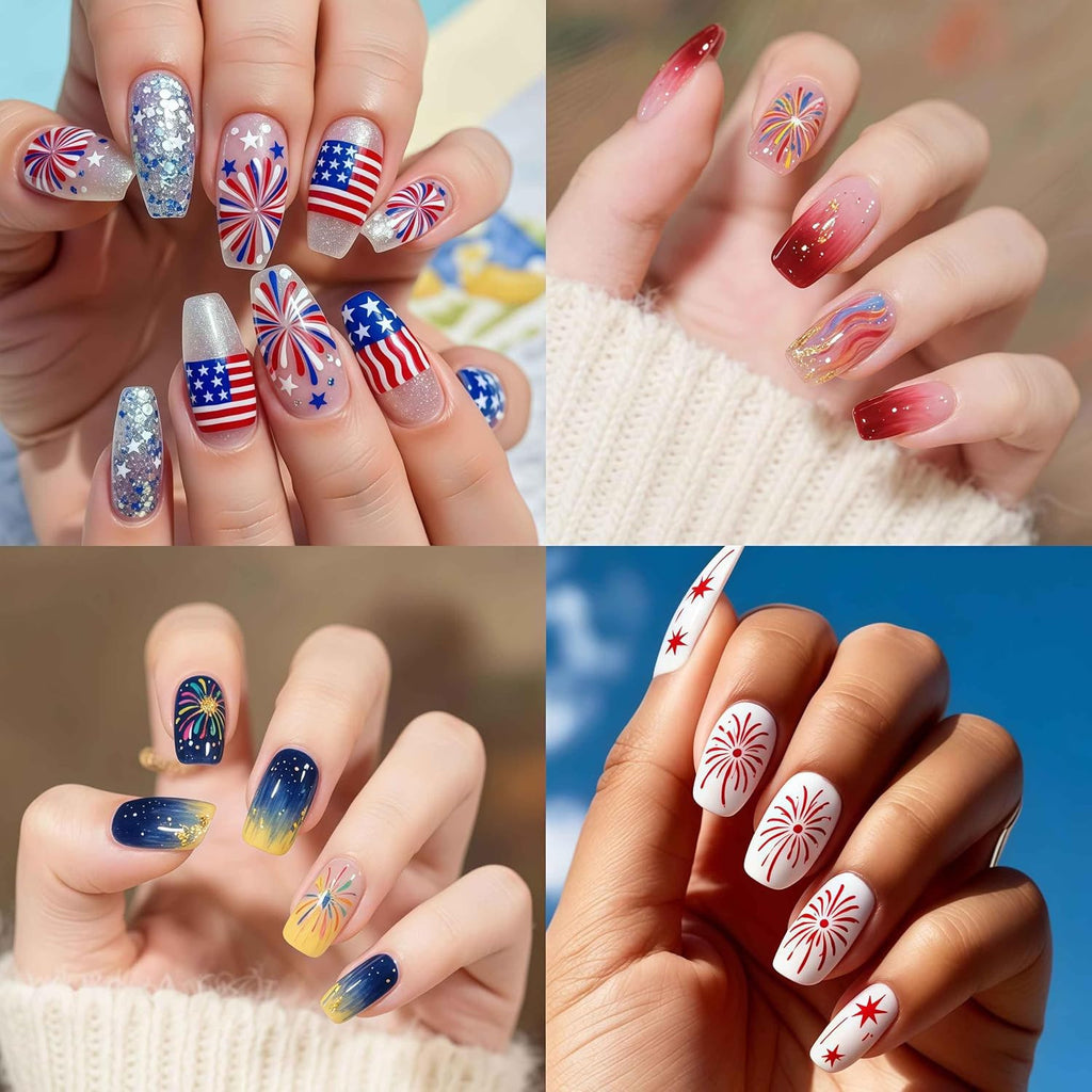 Colorful Fireworks Nail Stickers 5D Embossed Decals for Nail Art - 3 Sheets