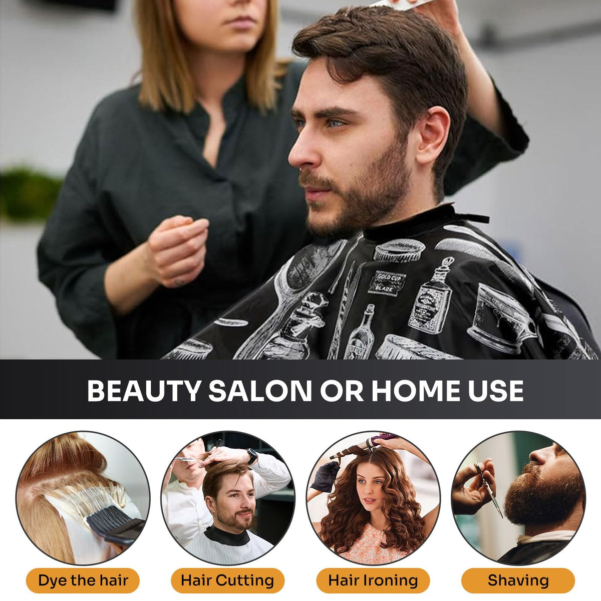 Professional Barber Hair Cutting Cape with Neck Duster and Brush