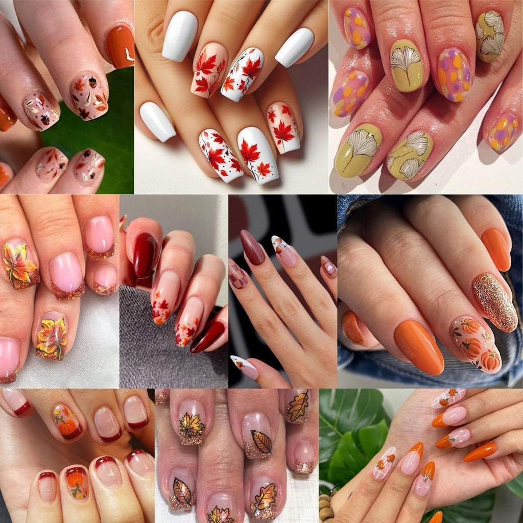 Autumn Maple Leaf Nail Stickers Set for Fall Nail Art - 6 Sheets
