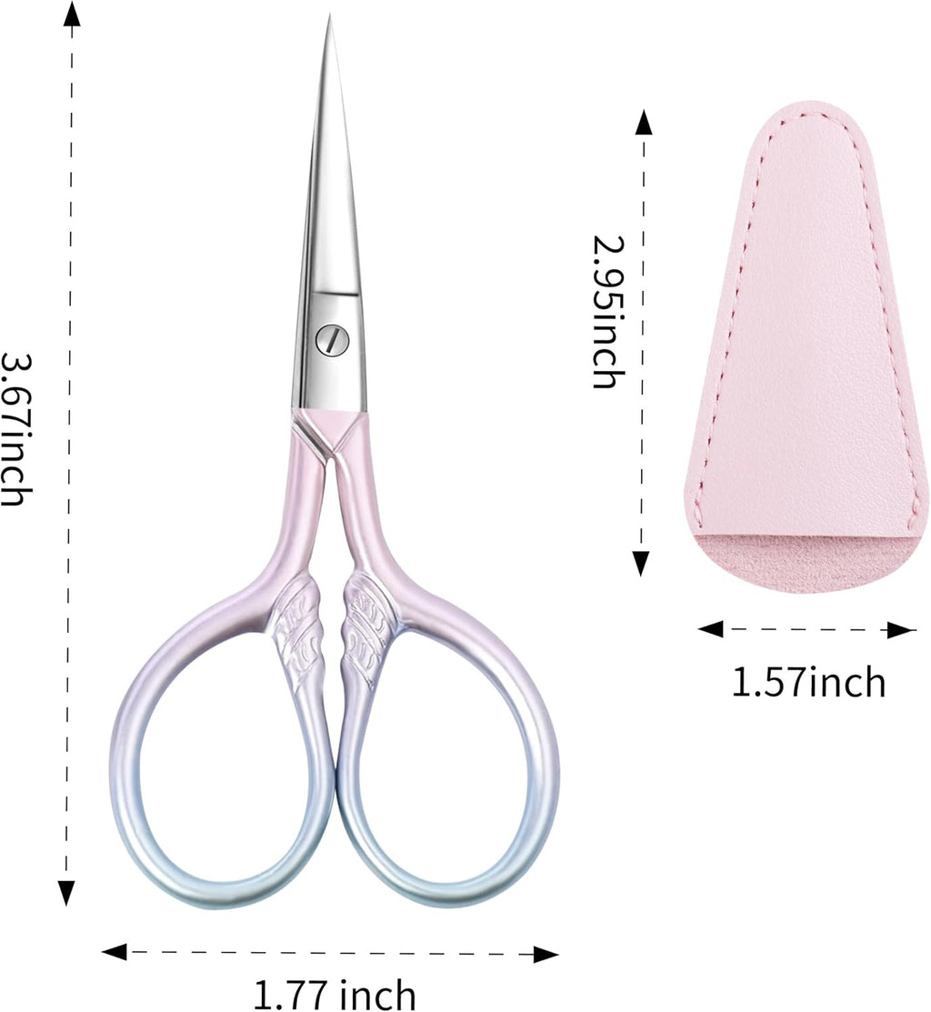 Pink Stainless Steel Eyebrow & Facial Hair Scissors - 2 Pack, 3.5 Inch