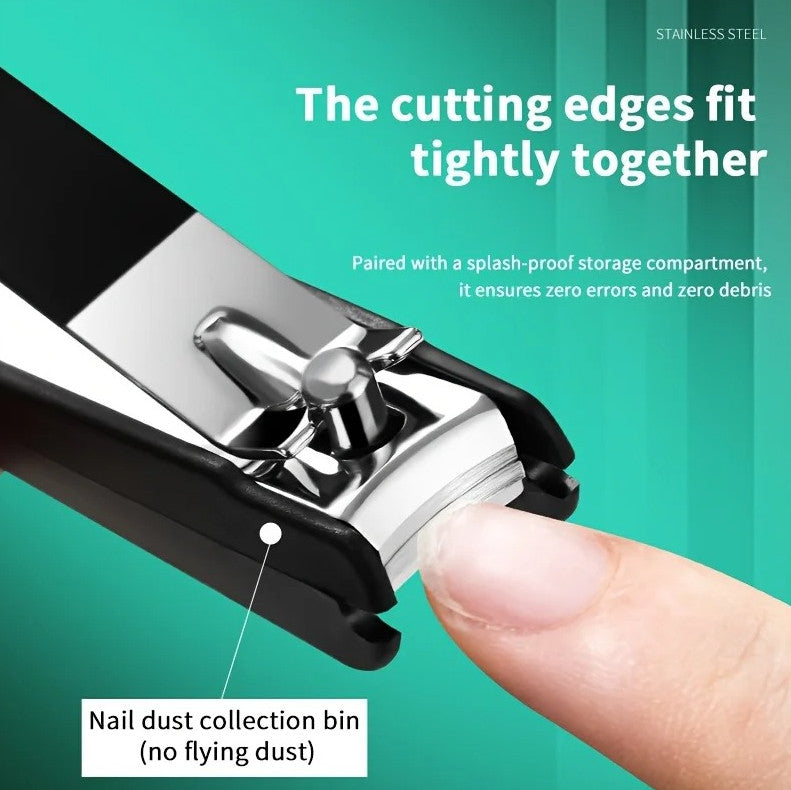 Stainless Steel Nail Clippers - Ultra Sharp Black Grooming Cutter