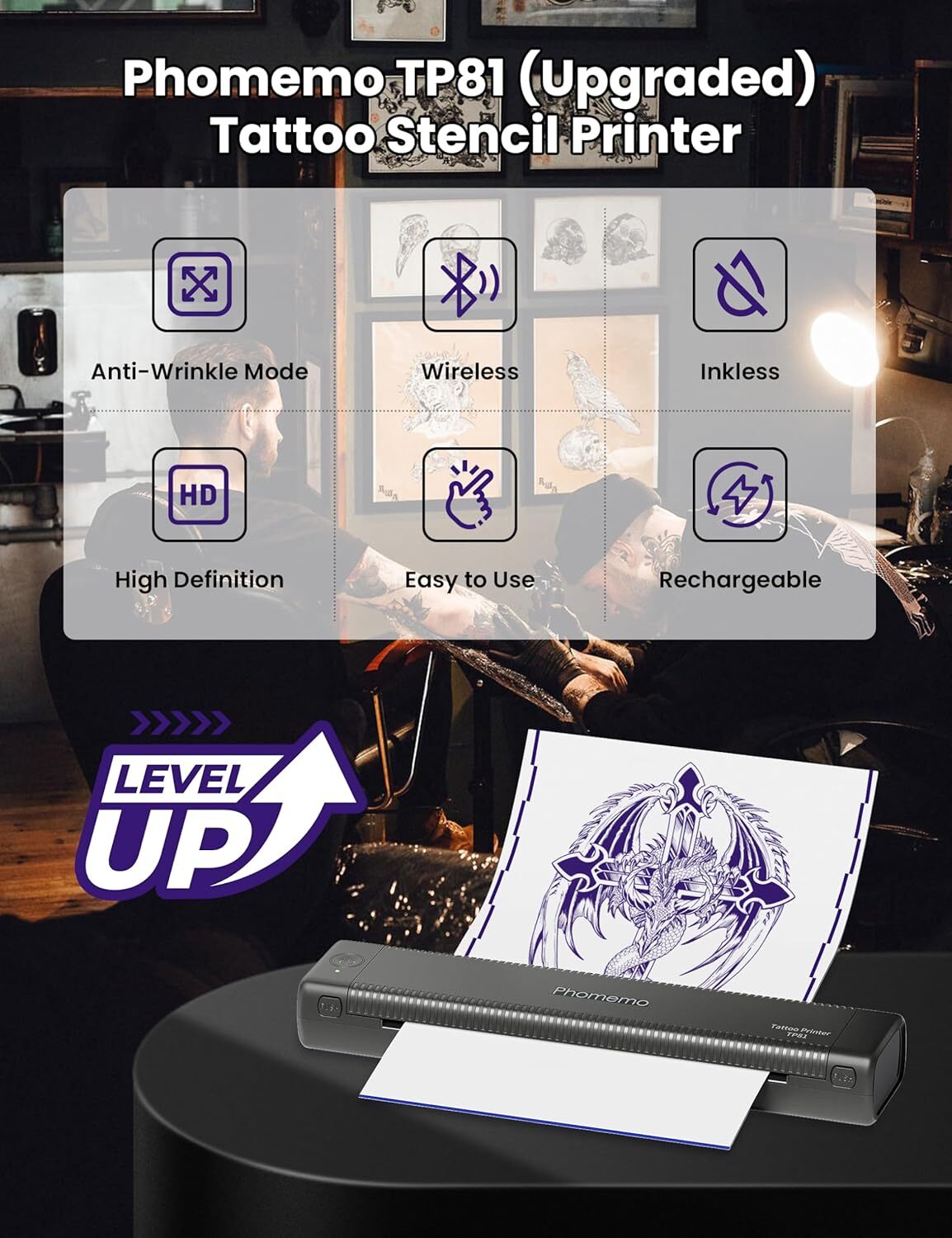 Tattoo Template Printer TP81 Wireless Stencil Printer for Artists & Beginners