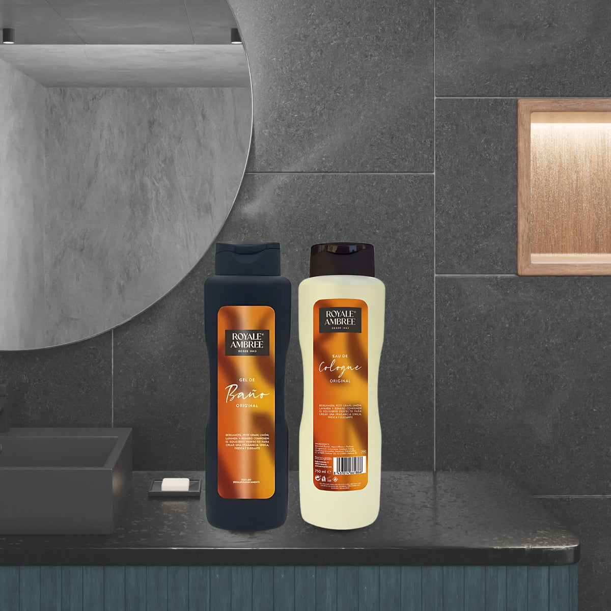 Men's Shower Gel and Cologne Set - Royale Ambree 750ml Fresh Fragrance