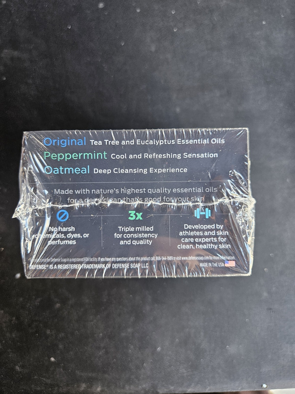 Defense Soap 3 Bar Variety Set - Face & Body Cleansing with Tea Tree, Peppermint, Oatmeal