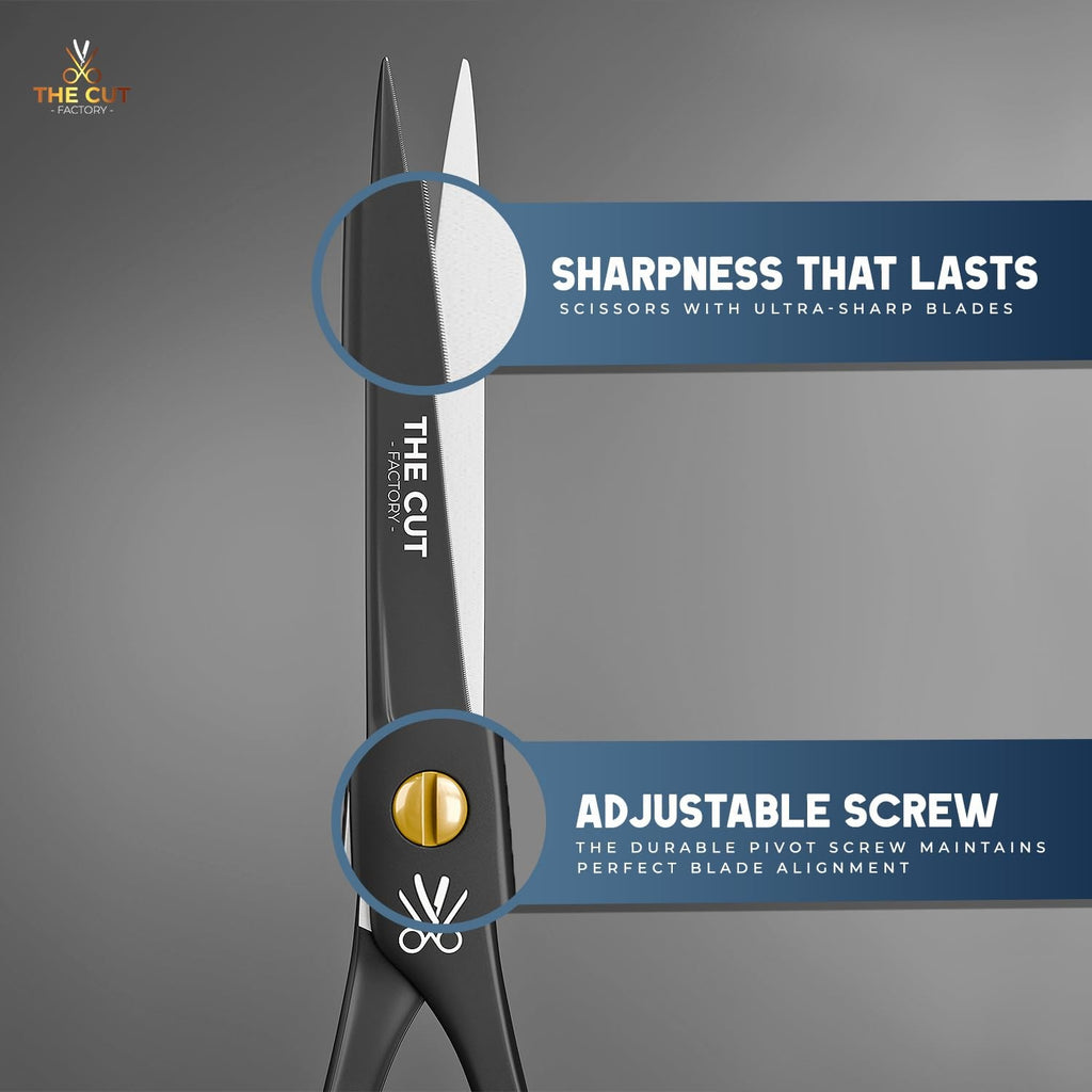 6 Inch Matte Black Hair Cutting Scissors - Professional Barber Shears