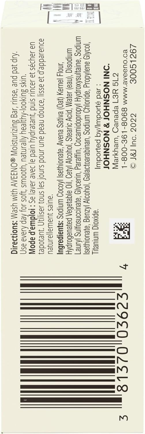 Aveeno Moisturizing Bar Soap for Dry Skin Fragrance-Free 3.5 oz (4 Pack)