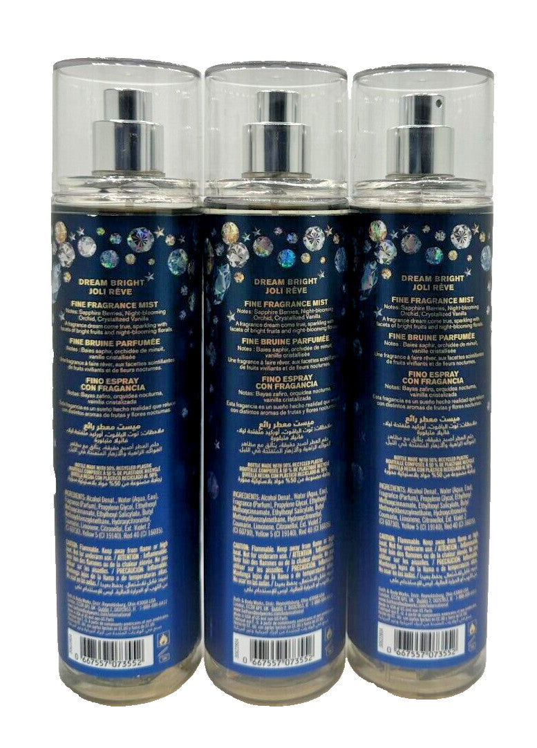 Bath & Body Works Dream Bright Fragrance Mist Set - 3 x 8 oz Body Sprays