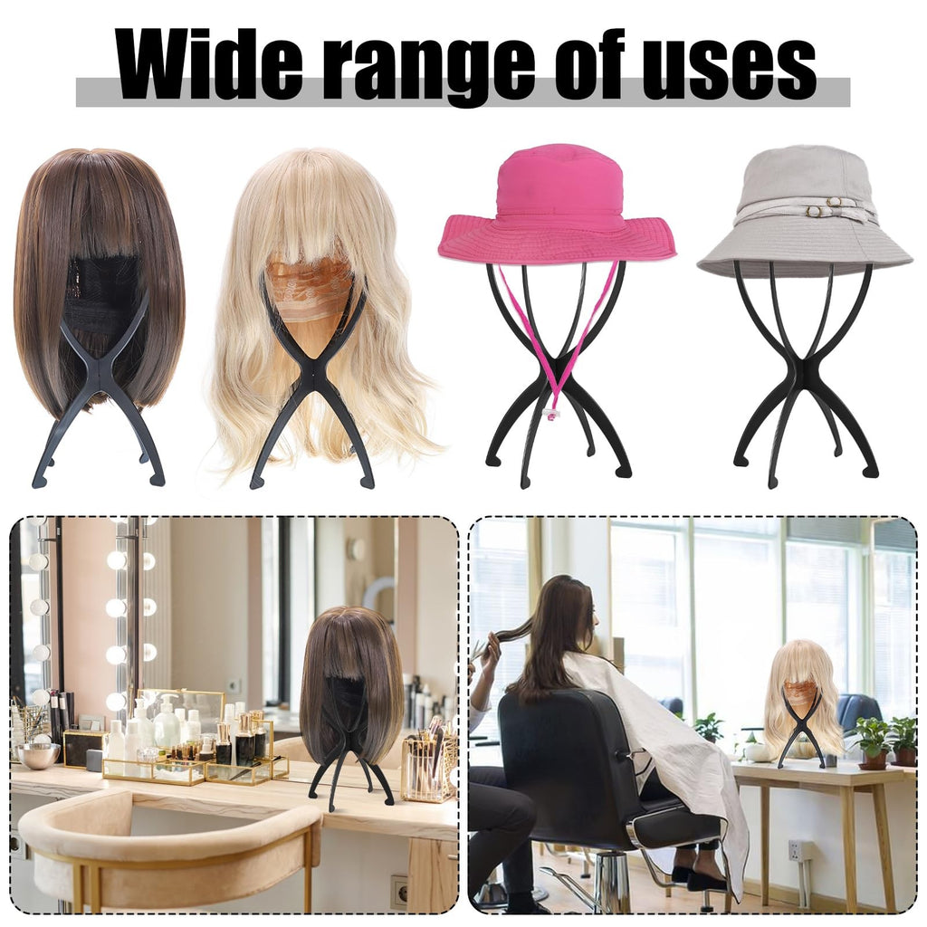 Portable Wig Stand Holder for All Wigs - 2 Pack, Black