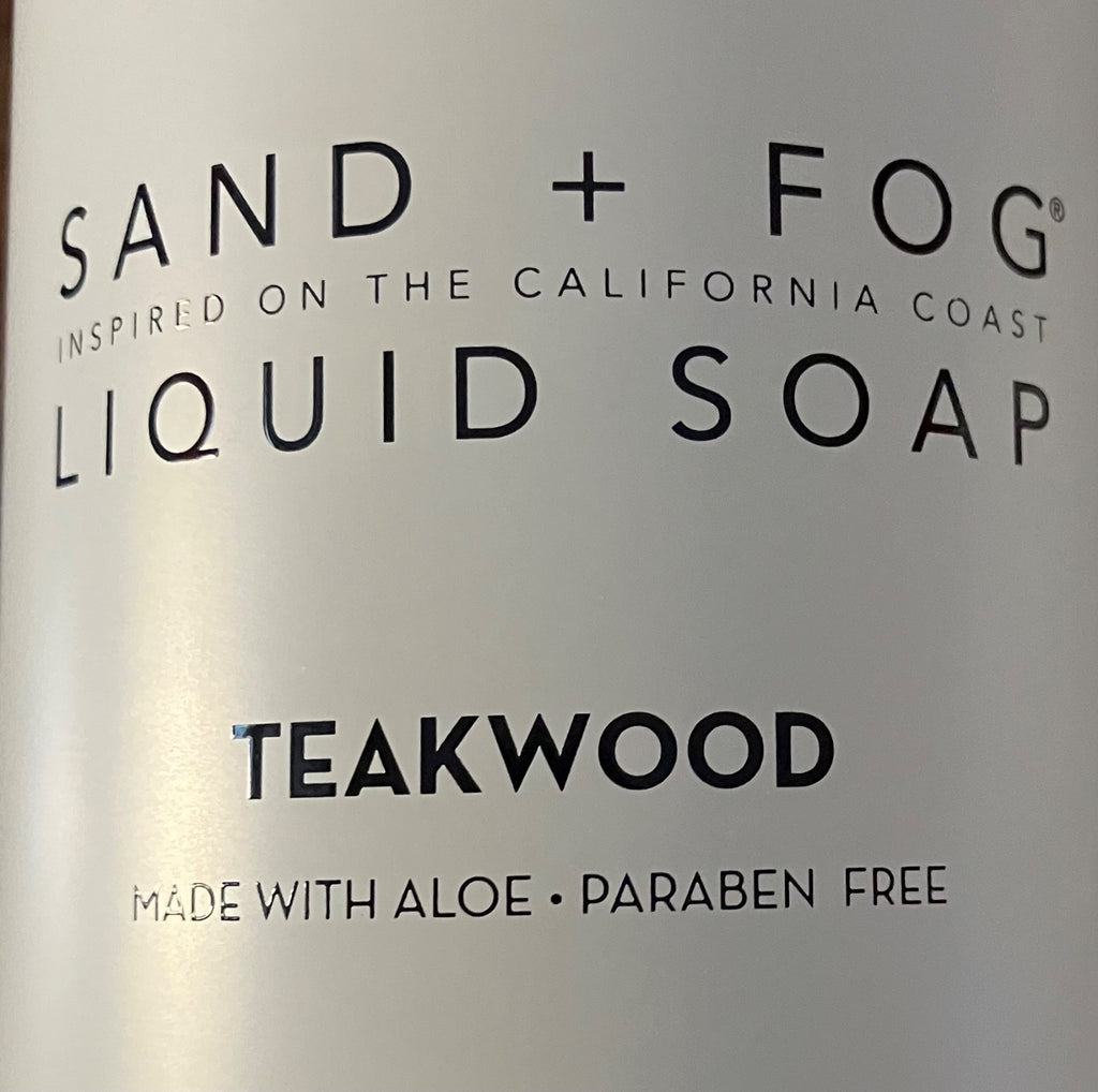 Sand + Fog Teakwood Scented Liquid Hand Soap Refill & Bottle Set