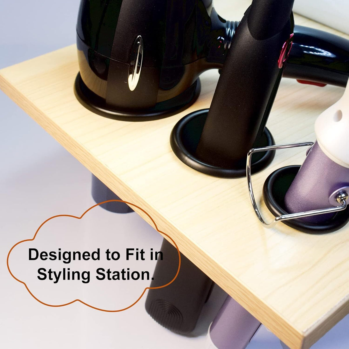 Salon Hair Styling Station Dryer Curling Iron Organizer Rack - Black