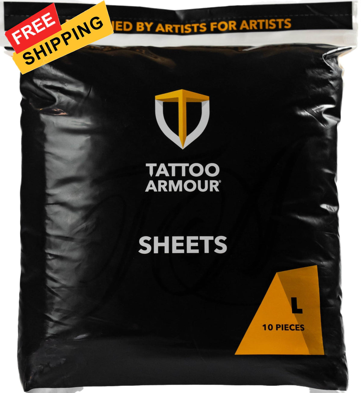 Tattoo Aftercare Sheets Large - Protects Healing Tattoo (12x15) Black