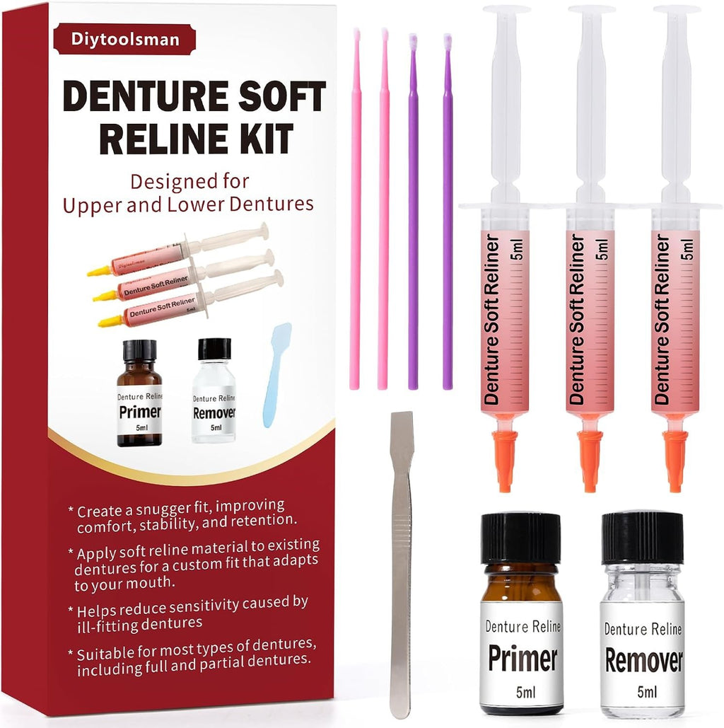 Denture Soft Reline Kit for Upper and Lower Dentures - Comfortable Fit & Stability