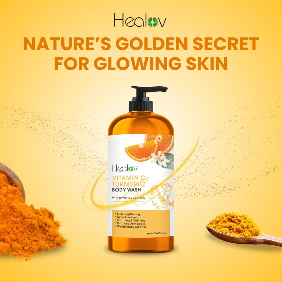 Turmeric Body Wash for Brightening & Exfoliating - Natural Skin Care Soap