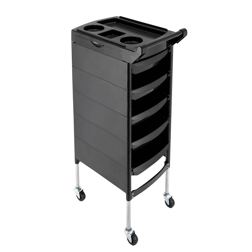 Salon Trolley Cart with 5 Drawers and Side Trays - Mobile Beauty Storage