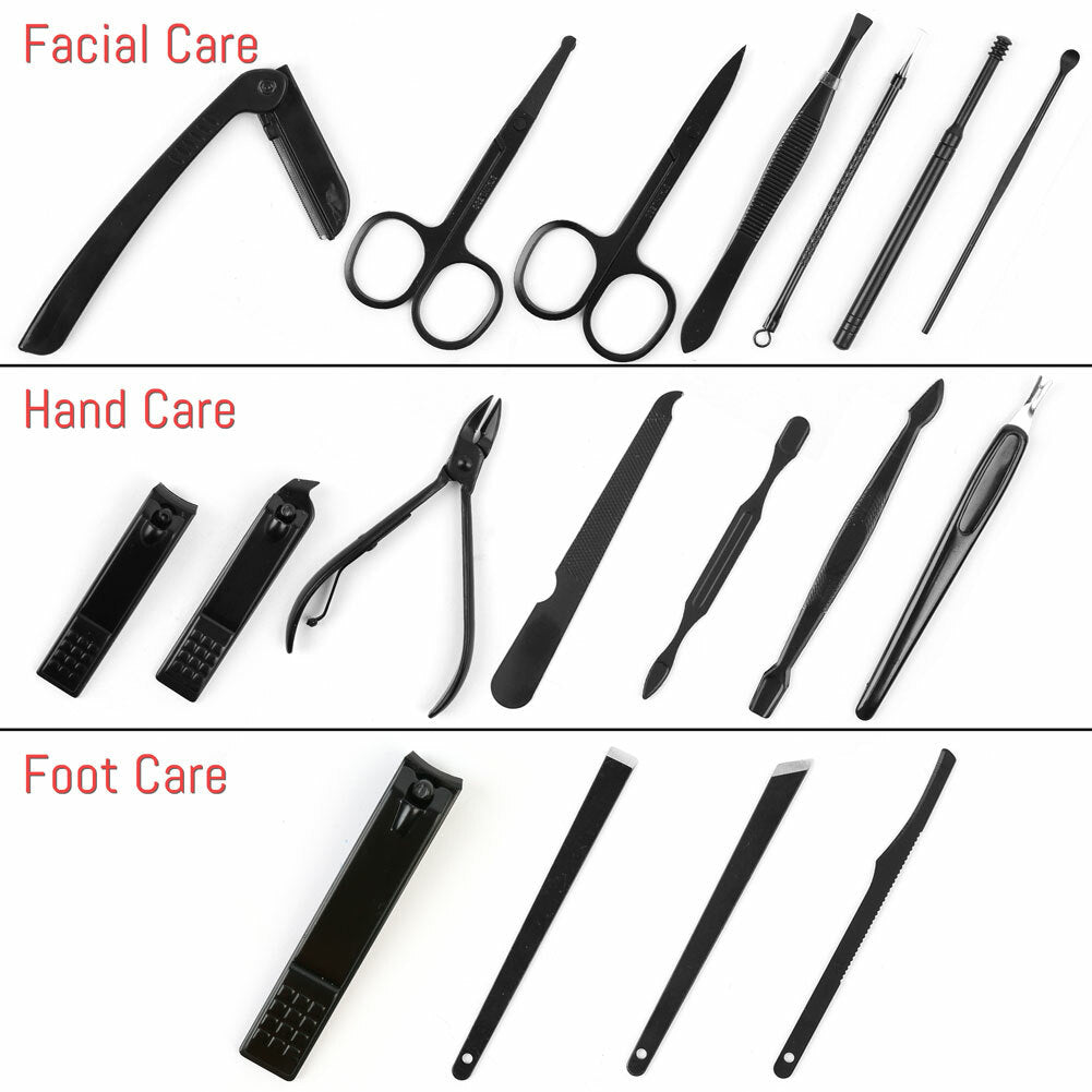 24-Piece Stainless Steel Nail Clipper & Manicure Pedicure Set with Portable Case