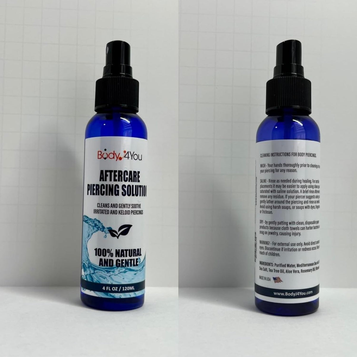 Piercing Aftercare Spray – Saline Solution with Aloe, Tea Tree & Sea Salt for Ear & Body Piercings