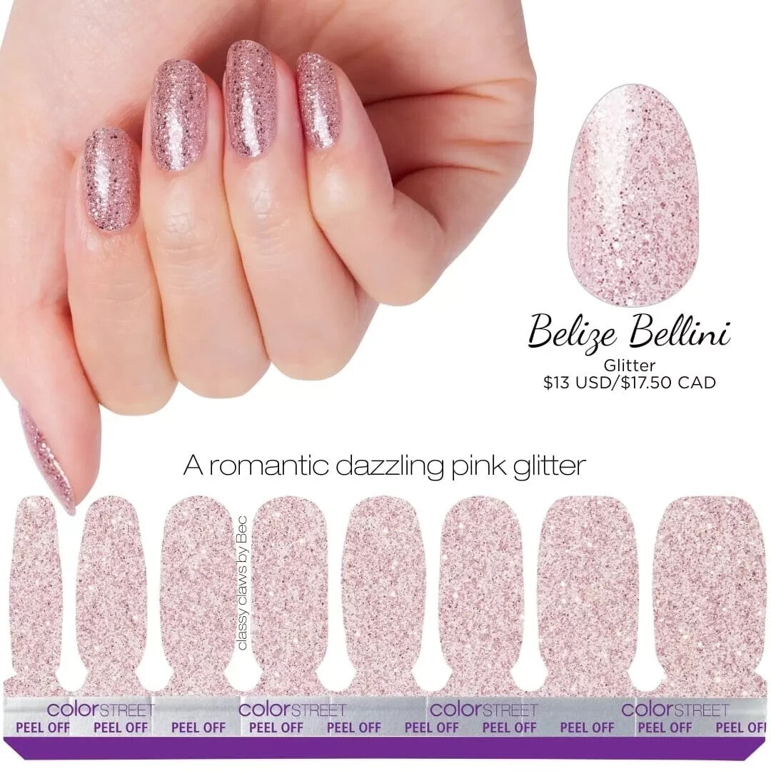 Color Street Nail Strips Belize Belini Nail Wraps - False Nails, Easy Application