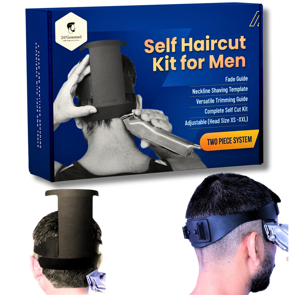 Men's Self Haircut Kit with Neckline Shaving Guide & Fade Band