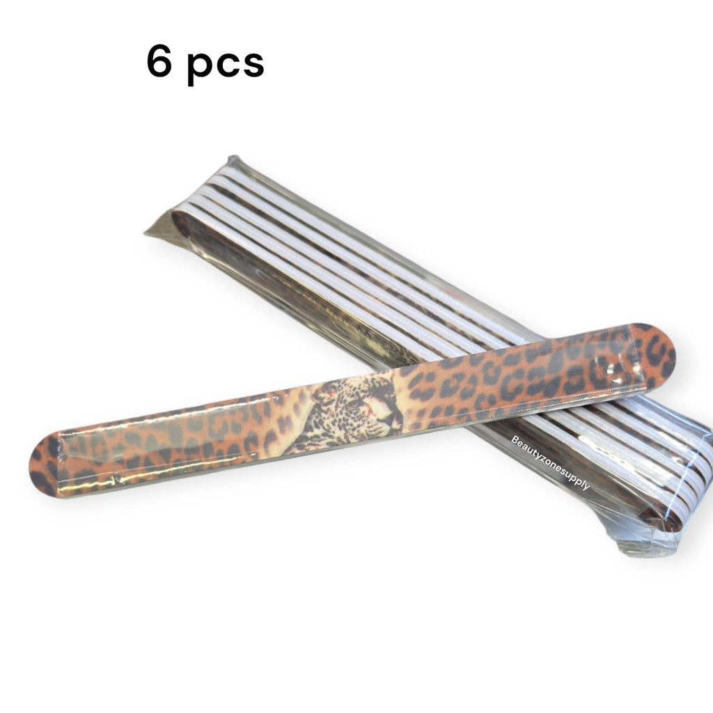 Nail File Set - Leopard Print 180/240 Grit, 6 Pieces