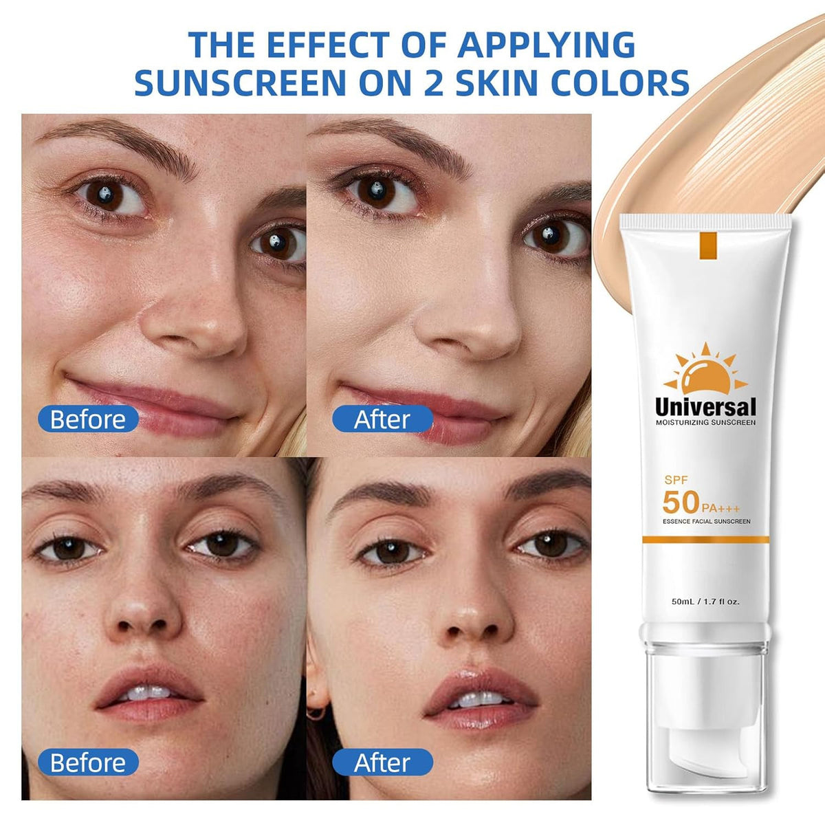 Tinted Sunscreen for Face SPF 50+ Hydrating UV Protection No White Cast