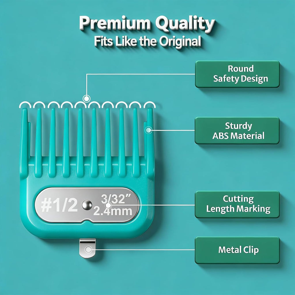Universal Hair Clipper Guard Set - 12 Color-Coded Sizes for Trimming