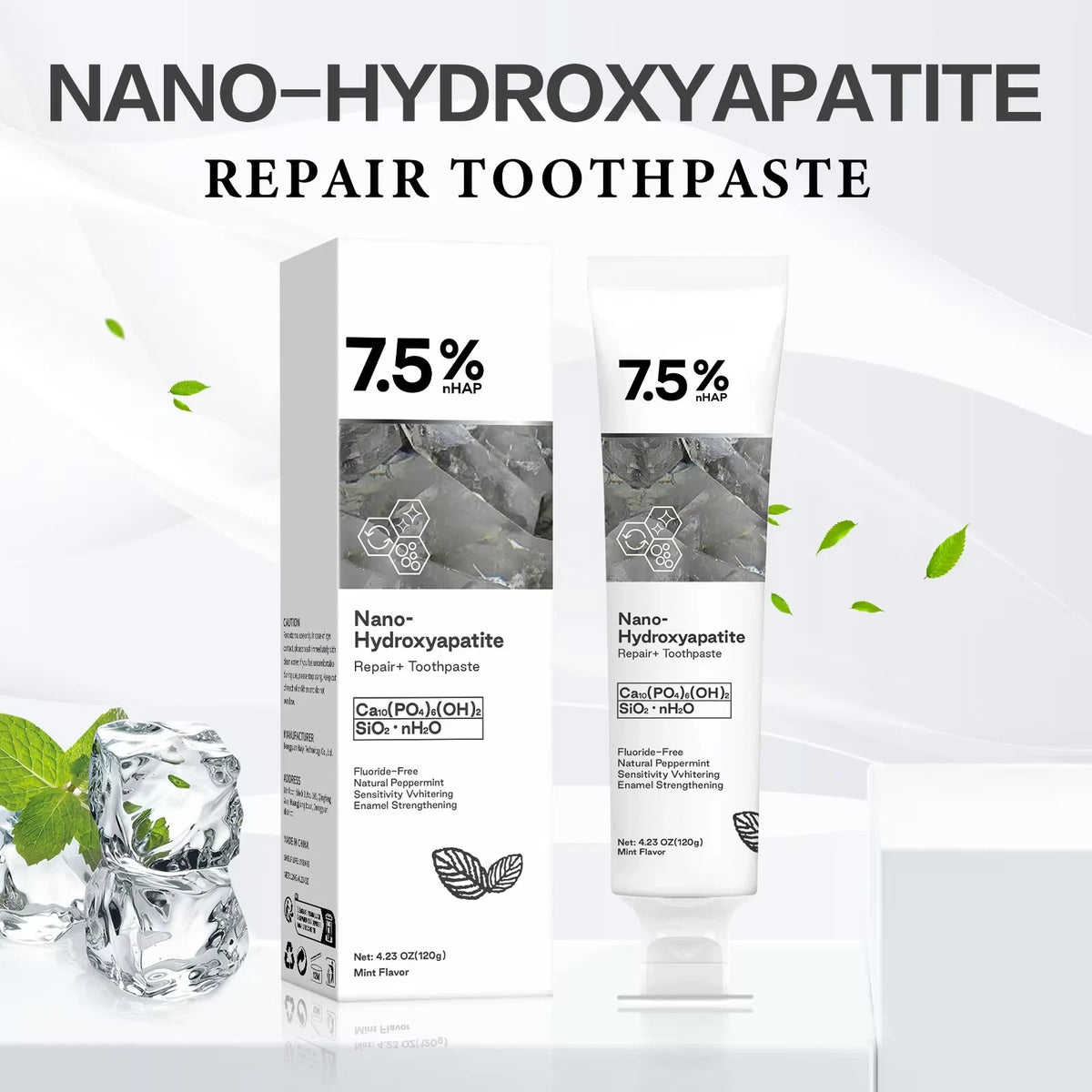 Nano Hydroxyapatite Toothpaste 4.23 oz Enamel Repair Sensitive Teeth Fluoride-Free