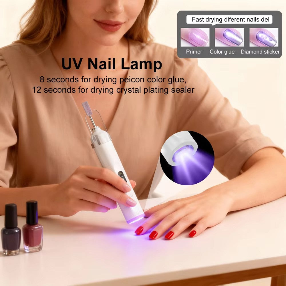 Electric Nail Drill Kit for Thick Toenails with UV Lamp & 6 Grinding Heads