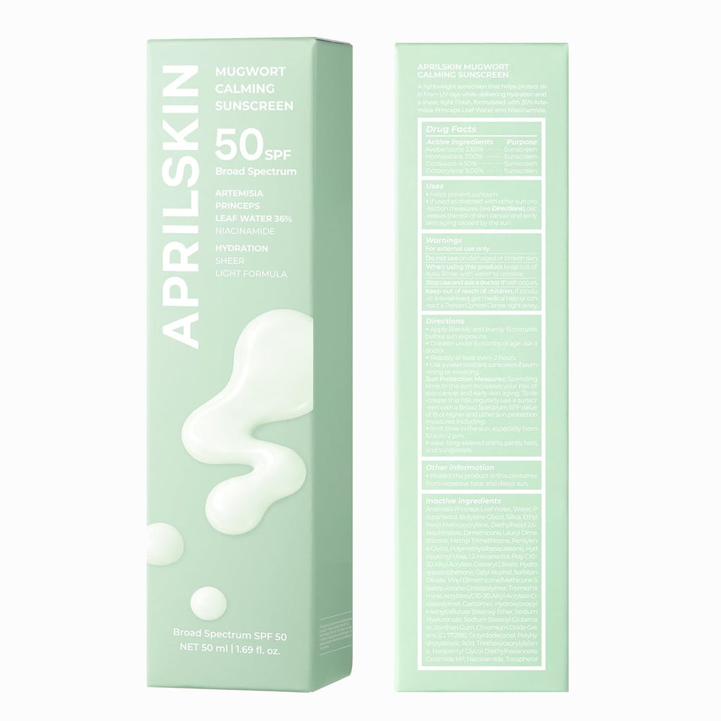SPF 50 Sunscreen Serum with Mugwort for Sensitive Skin - Lightweight, Non-Greasy Sun Protection