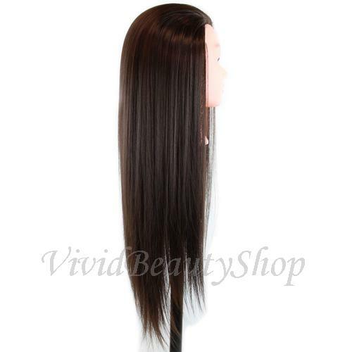 28-Inch Mannequin Head for Hair Training and Styling Practice - Dark Brown Synthetic Hair
