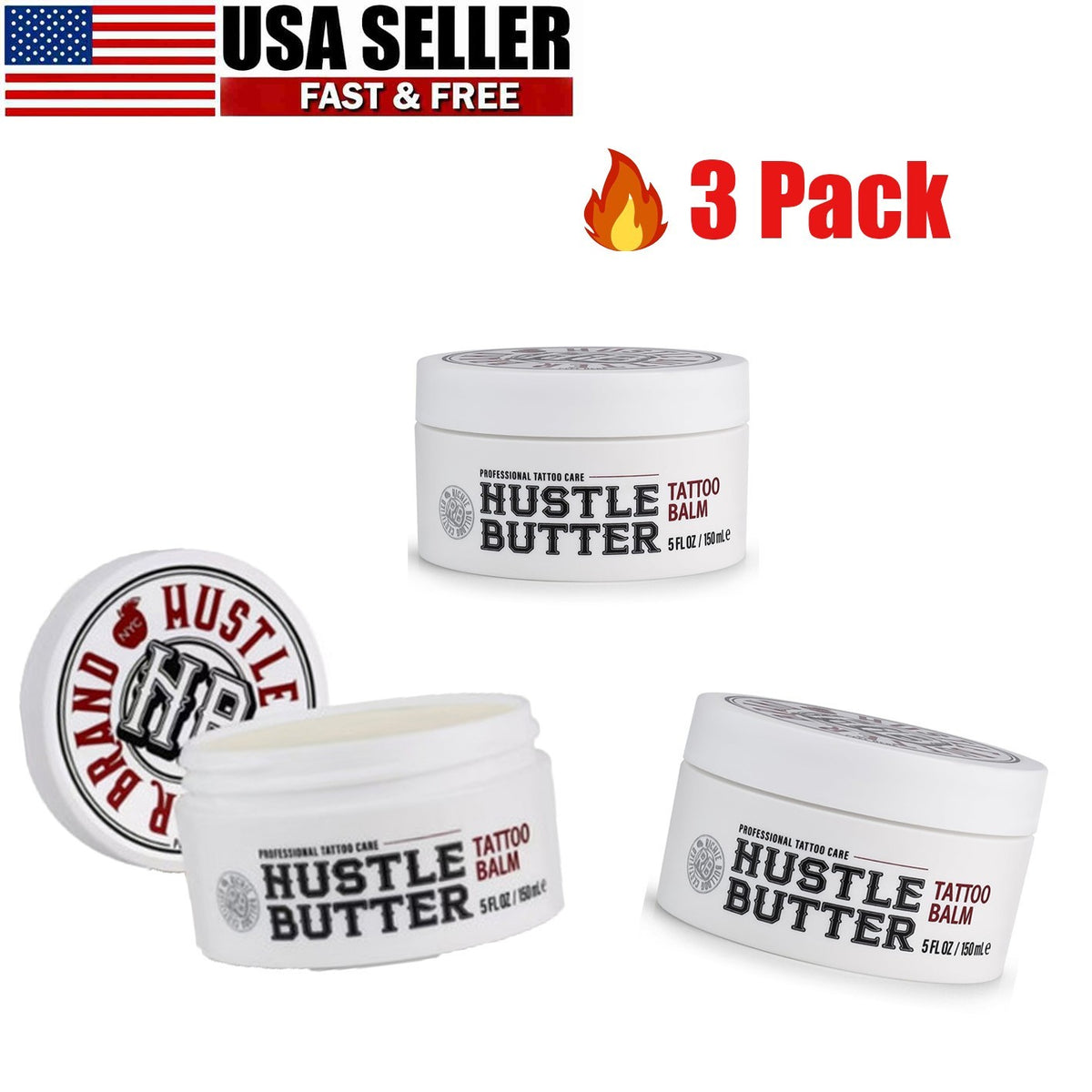 Tattoo Aftercare Balm 5oz Hustle Butter Deluxe Heals & Protects New Tattoos