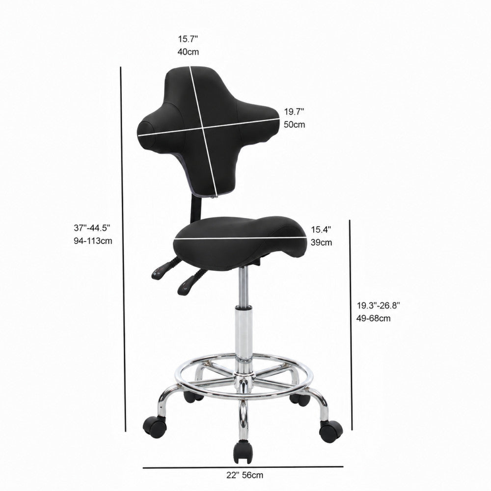 Ergonomic Saddle Stool with Wheels, Adjustable Height, Swivel Seat
