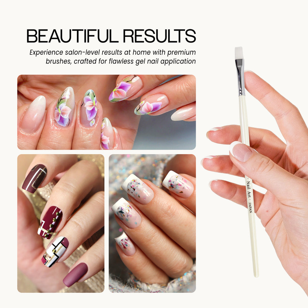 Gel Nail Art Brush with White Wooden Handle - Professional Manicure Tool