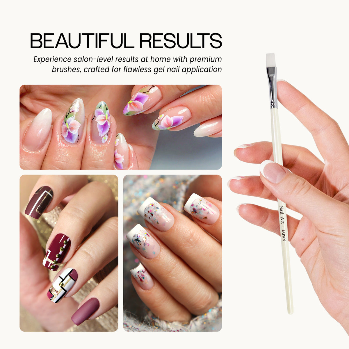 Gel Nail Art Brush with White Wooden Handle - Professional Manicure Tool