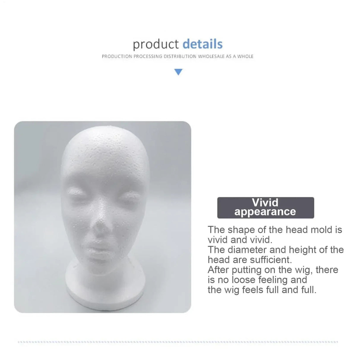 Female Mannequin Head for Wigs Hats Glasses Display Foam Model