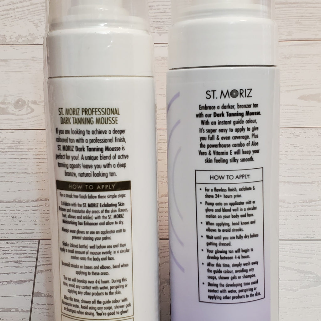 2x Dark Self Tanner Mousse Sunless Instant Tan - Professional Quality