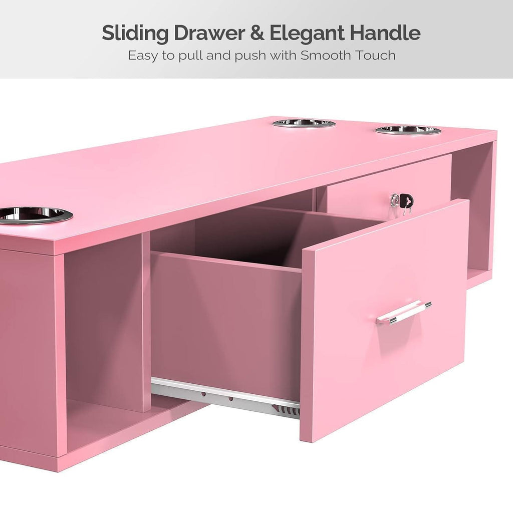 Wall Mount Barber Station with Lockable Drawers and Dryer Holders for Salon & Spa