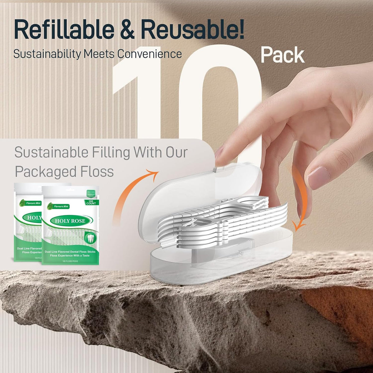 Portable Dental Floss Picks Holder Travel Case 6 Pack for Oral Care