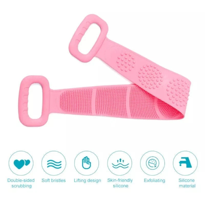 Silicone Back Scrubber Double Sided Bathing Brush for Skin Exfoliation
