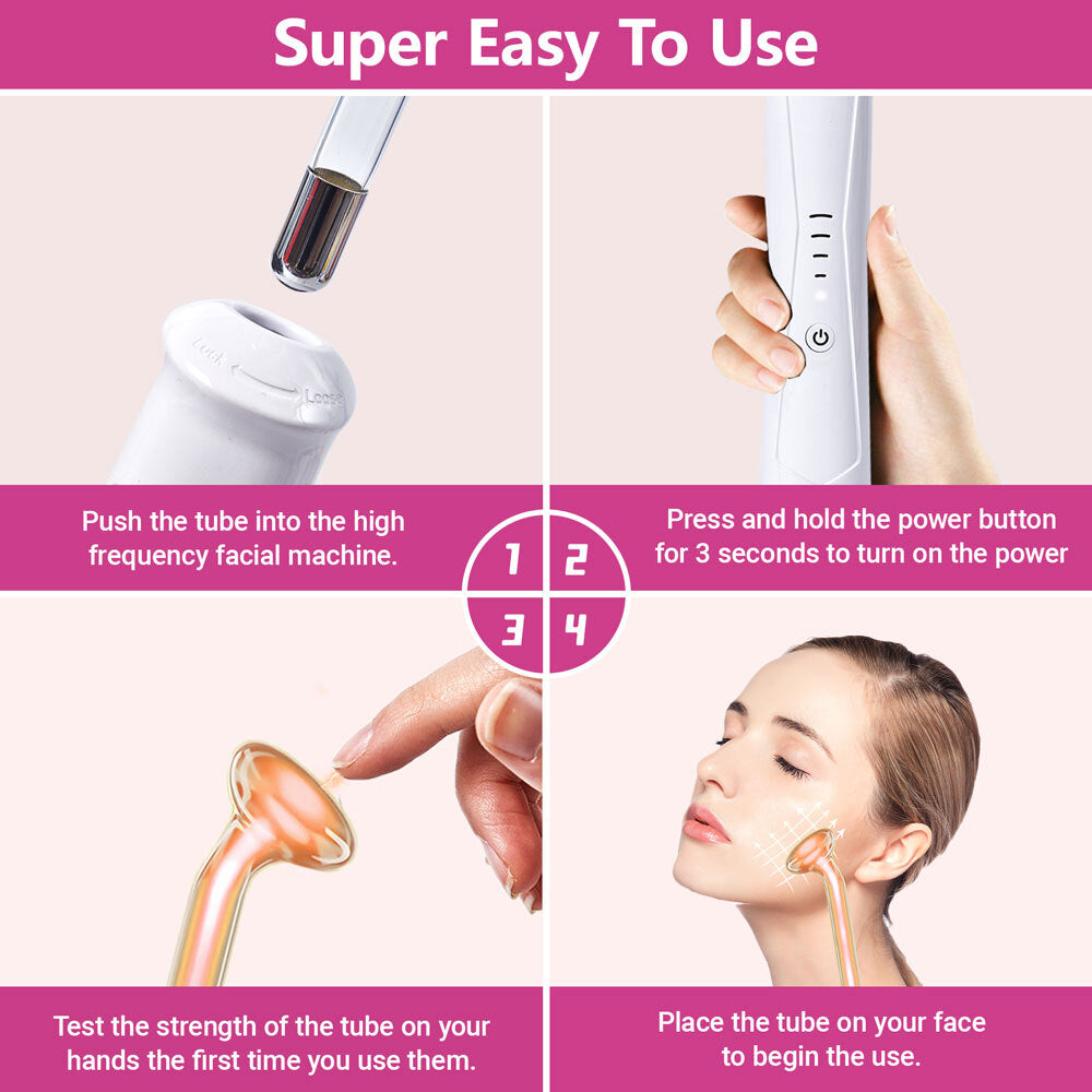 High Frequency Facial Machine Electrotherapy Wand for Skin Care & Acne