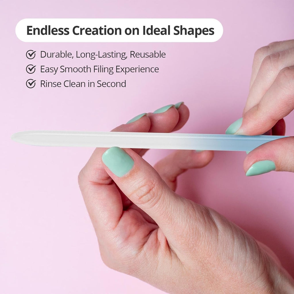 3 Pack Crystal Glass Nail File with Case - Professional Nano Nail Grooming Tool